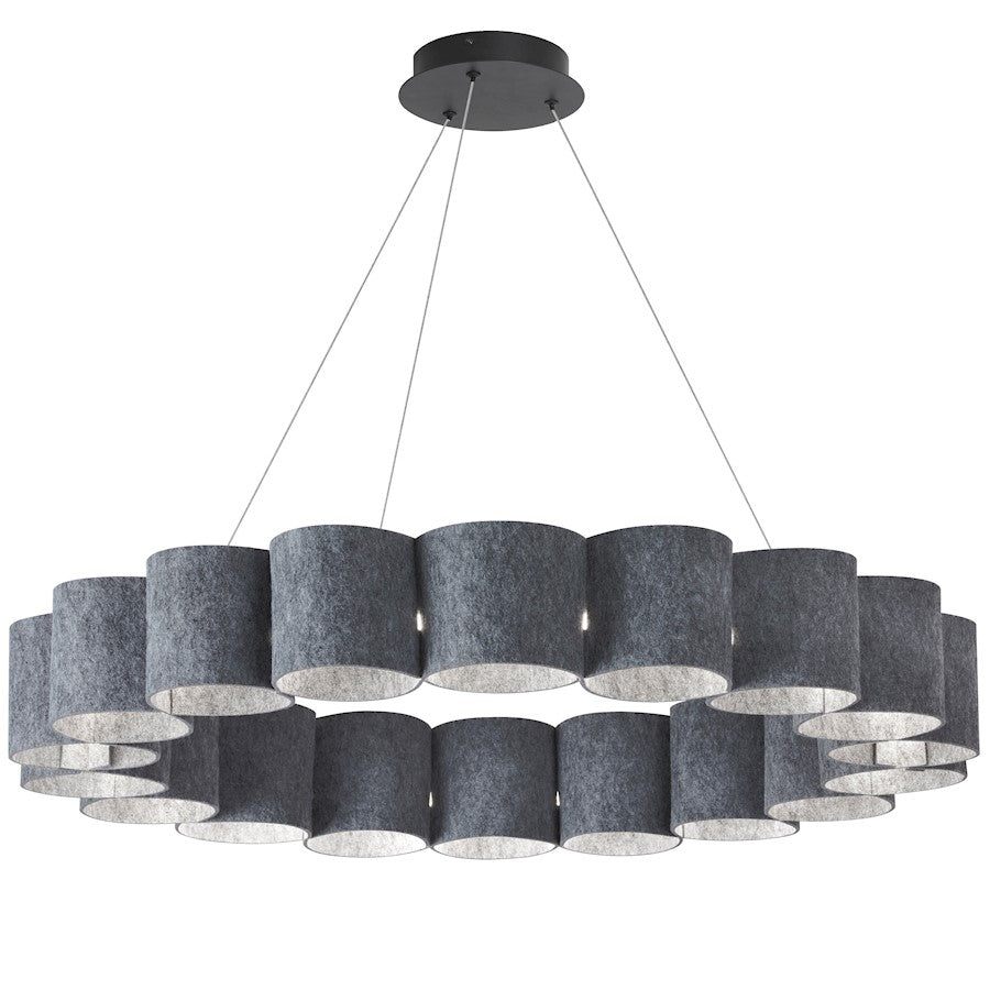 Dainolite Chantel 36in 1-Light Chandelier | Modern Matte Black Metal and Grey Felt | Dining Room & Foyer | 36 x 36 x 5 in | Model CTL-3663C-MB-500