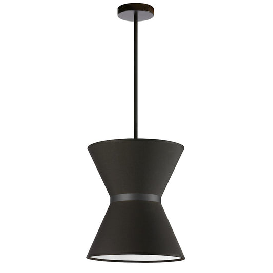 Dainolite Caterine 12in 1-Light Pendant | Transitional Matte Black Metal and Black Fabric Shade | Kitchen Island & Dining | Model CTN-121P-MB-797