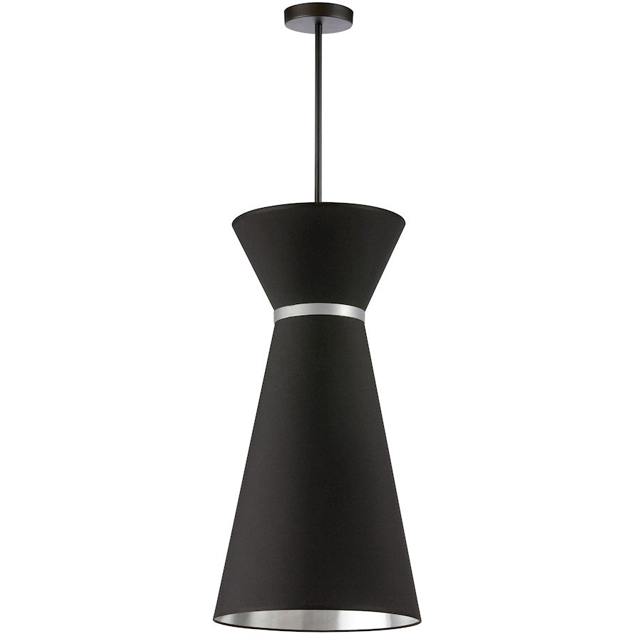 Dainolite Caterine 14in 1-Light Pendant | Transitional Matte Black Fabric and Black Fabric Shade | Foyer & Hallway | 14 x 14 x 28 | Model CTN-141P-MB-697