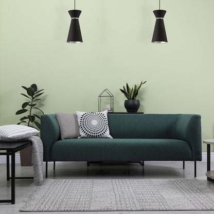Dainolite Caterine 14in 1-Light Pendant | Transitional Matte Black Fabric and Black Fabric Shade | Foyer & Hallway | 14 x 14 x 28 | Model CTN-141P-MB-697