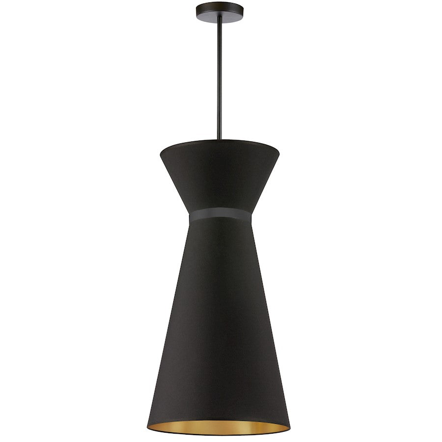 Dainolite Caterine 14in 1-Light Pendant | Transitional Matte Black Metal and Black Fabric Shade | Foyer, Hall & Dinette | 14 x 14 | Model CTN-141P-MB-698