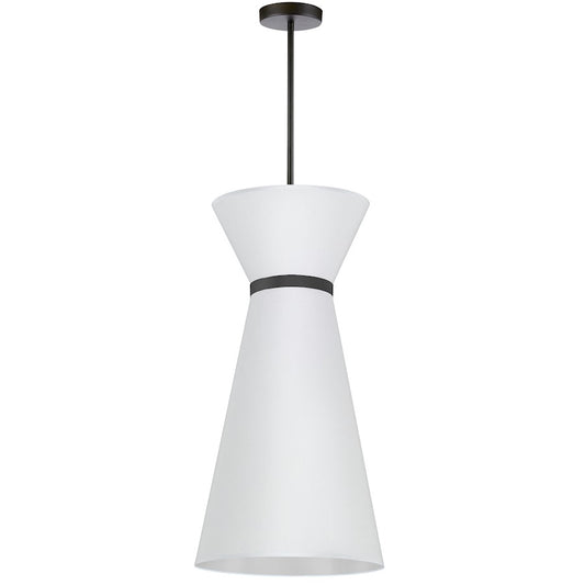 Dainolite Caterine 14in 1-Light Pendant | Transitional Matte Black and White Fabric | Kitchen Island & Dining Room | Model CTN-141P-MB-790