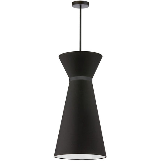 Dainolite Caterine 14in 1-Light Pendant | Transitional Matte Black Fabric and Black Fabric Tapered Drum | Kitchen Island & Dinette | Model CTN-141P-MB-797