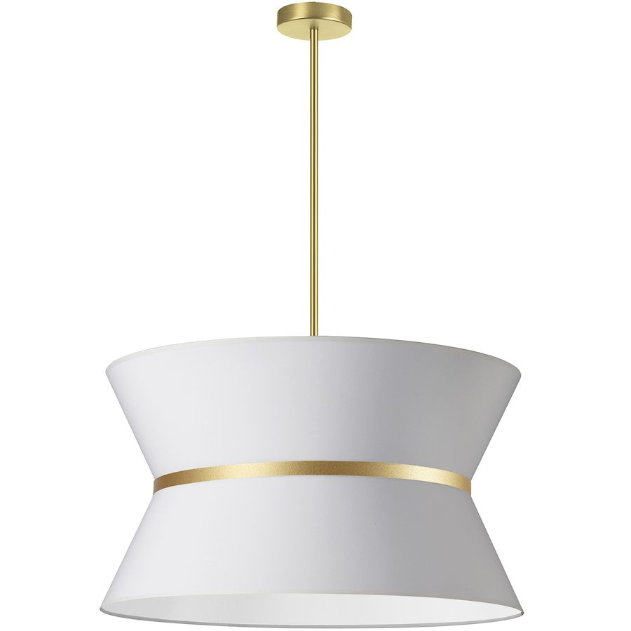 Dainolite Caterine 24in 4-Light Chandelier | Transitional White Fabric and Aged Brass | Dining Room & Living Room | Model CTN-244C-AGB-790