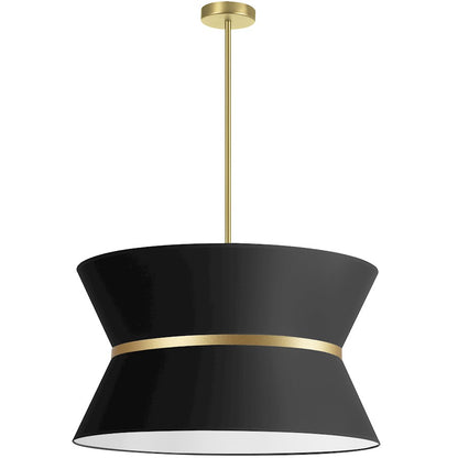 Dainolite Caterine 24in 4-Light Chandelier | Transitional Black Fabric and Aged Brass | Dining Room & Living Room | Model CTN-244C-AGB-797