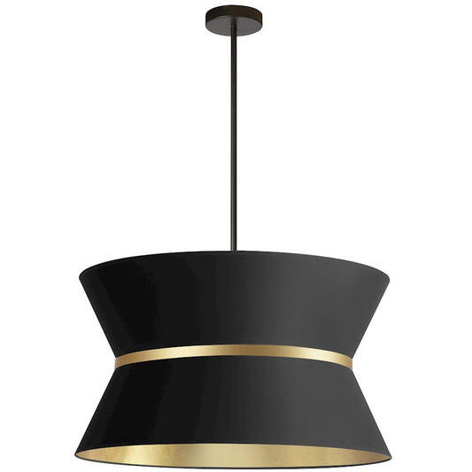 Dainolite Caterine 24in 4-Light Chandelier | Transitional Black and Gold Fabric and Matte Black | Dining Room & Living Room | Model CTN-244C-MB-698