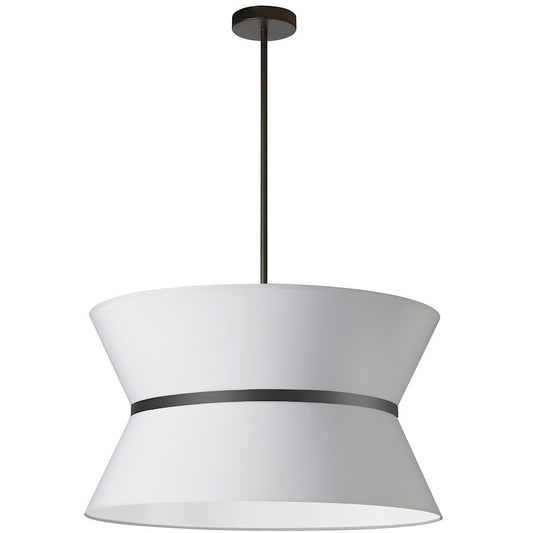 Dainolite Caterine 24in 4-Light Chandelier | White Fabric and Matte Black Metal | Dining Room & Living Room | 24 x 24 x 14 in | Model CTN-244C-MB-790
