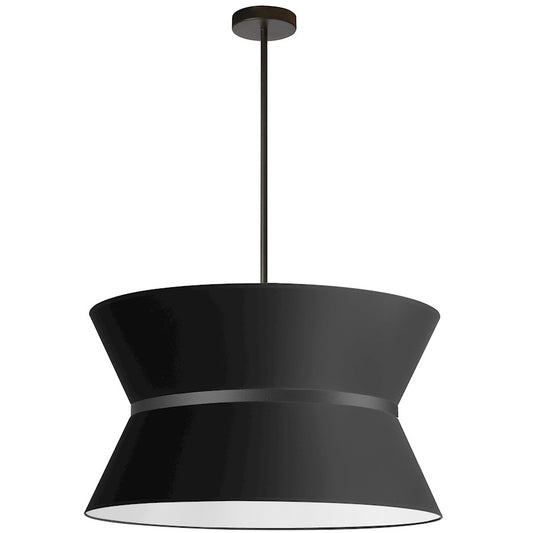 Dainolite Caterine 24in 4-Light Chandelier | Black Fabric and Matte Black Metal | Dining Room & Living Room | 24 x 24 x 14 in | Model CTN-244C-MB-797