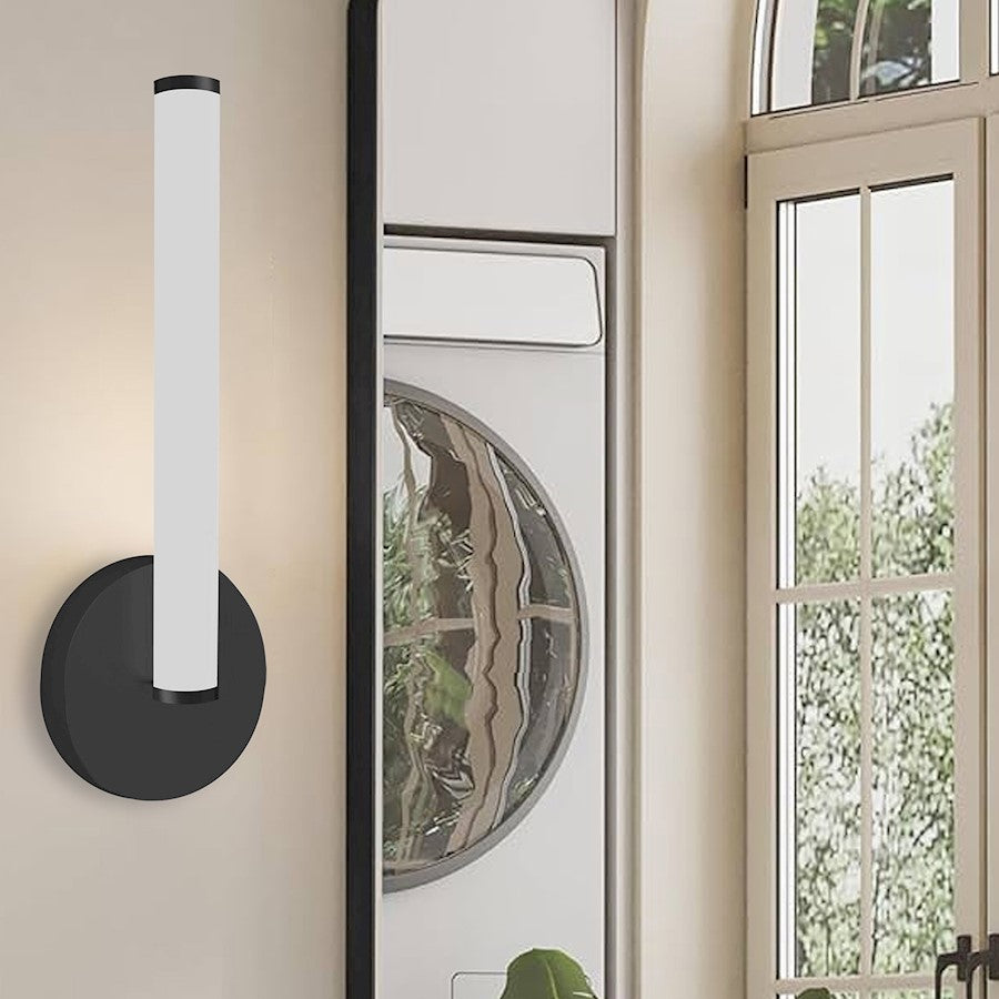 Dainolite Corvette 12in 1-Light Wall Sconce | Modern Matte Black and White Acrylic | Bathroom & Powder Room | 560 Lumens | Model CVT-148LEDW-MB