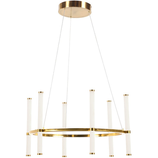 Dainolite Corvette 24in 6-Light Chandelier | Modern Aged Brass and White Acrylic | Dining Room & Kitchen Island | Model CVT-2436C-AGB