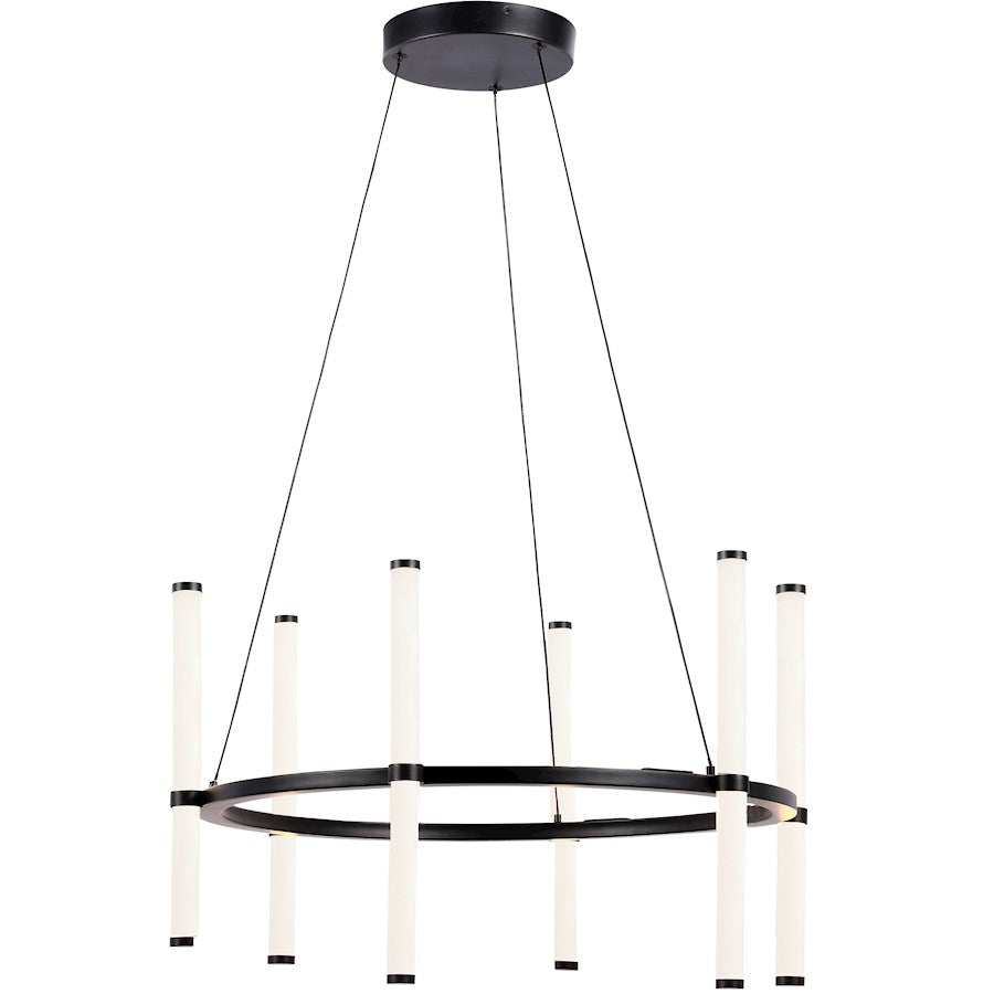 Dainolite Corvette 24in 6-Light Chandelier | Modern Matte Black and White Acrylic | Dining Room & Kitchen Island | Model CVT-2436C-MB