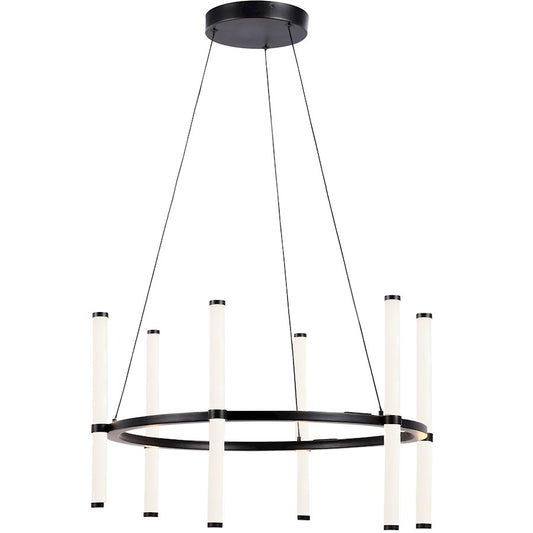 Dainolite Corvette 24in 6-Light Chandelier | Modern Matte Black and White Acrylic | Dining Room & Kitchen Island | Model CVT-2436C-MB
