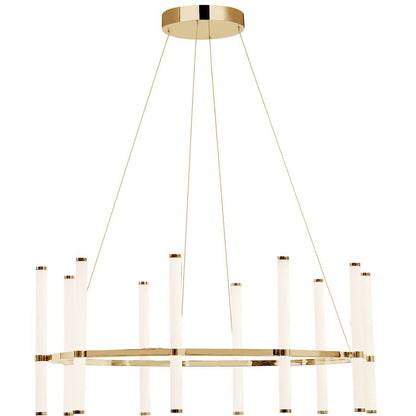 Dainolite Corvette 32in 10-Light Chandelier | Modern Aged Brass and White Acrylic | Dining Room & Kitchen | 4200lm 3000K | Model CVT-3260C-AGB