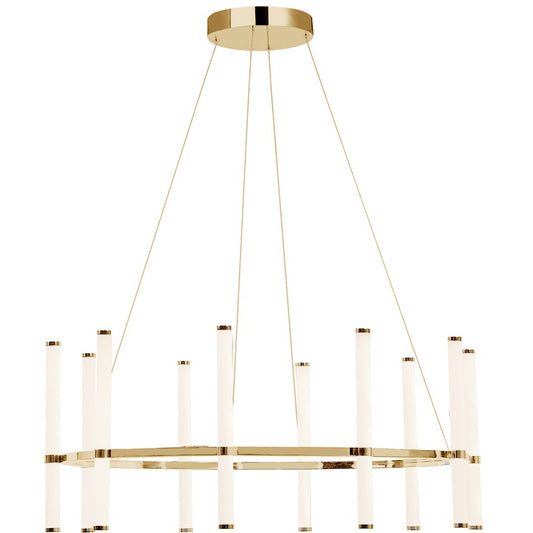 Dainolite Corvette 32in 10-Light Chandelier | Modern Aged Brass and White Acrylic | Dining Room & Kitchen | 4200lm 3000K | Model CVT-3260C-AGB