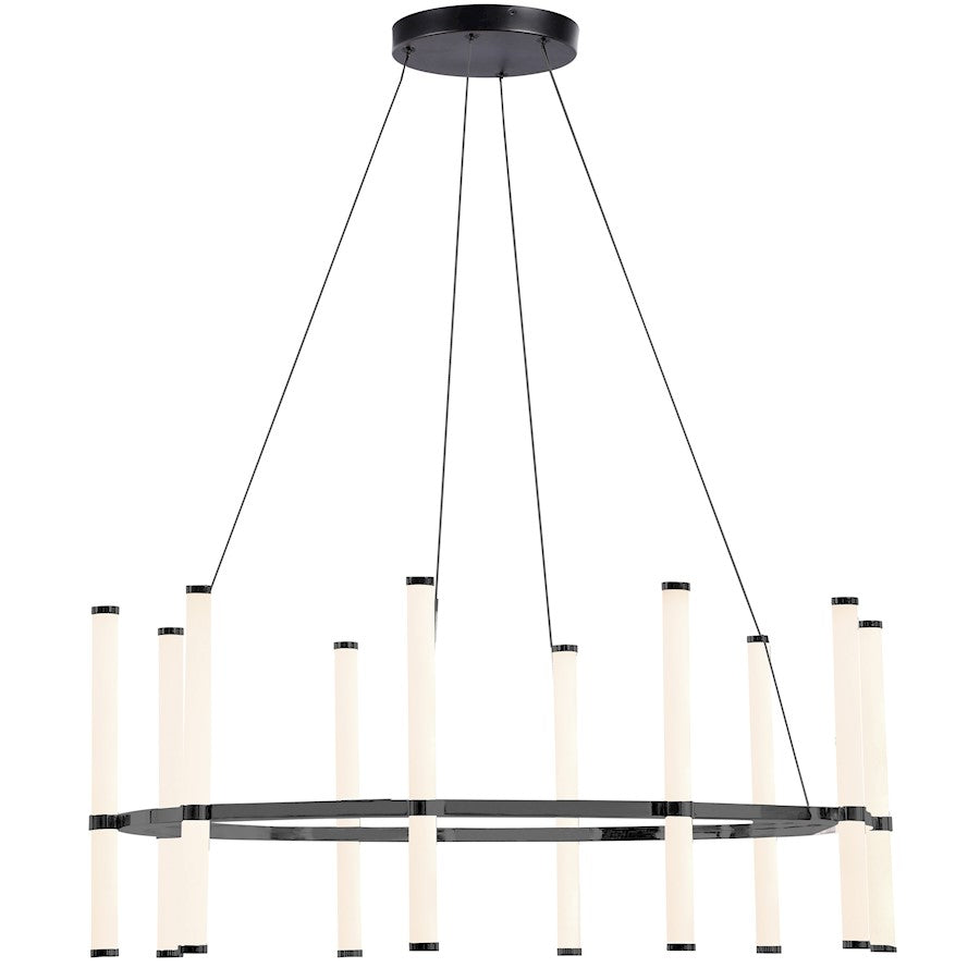 Dainolite Corvette 32in 10-Light Chandelier | Modern Matte Black and White Acrylic | Dining Room & Kitchen | 4200lm 3000K | Model CVT-3260C-MB