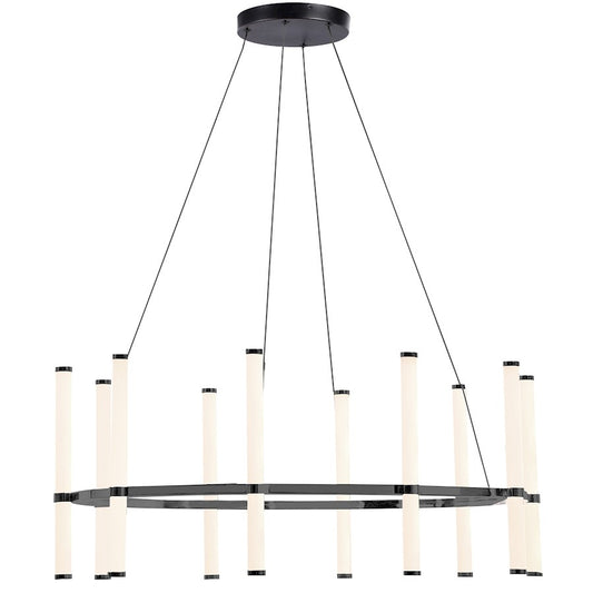 Dainolite Corvette 32in 10-Light Chandelier | Modern Matte Black and White Acrylic | Dining Room & Kitchen | 4200lm 3000K | Model CVT-3260C-MB