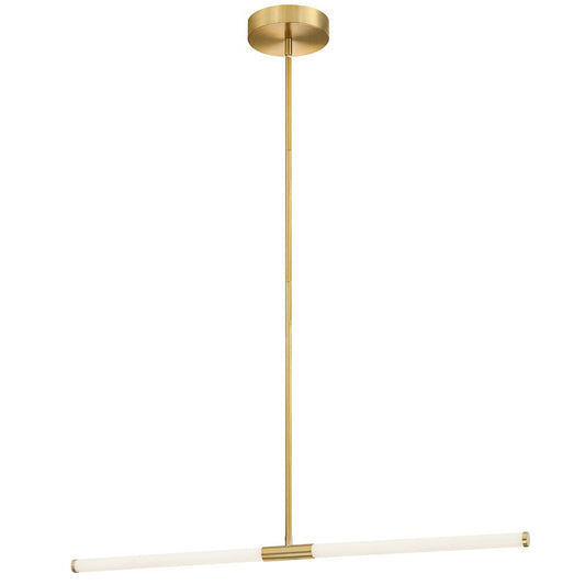 Dainolite Corvette 36in 1-Light Linear Pendant | Modern Aged Brass and White Acrylic | Kitchen Island & Foyer | 1500lm | Model CVT-3620LEDHP-AGB