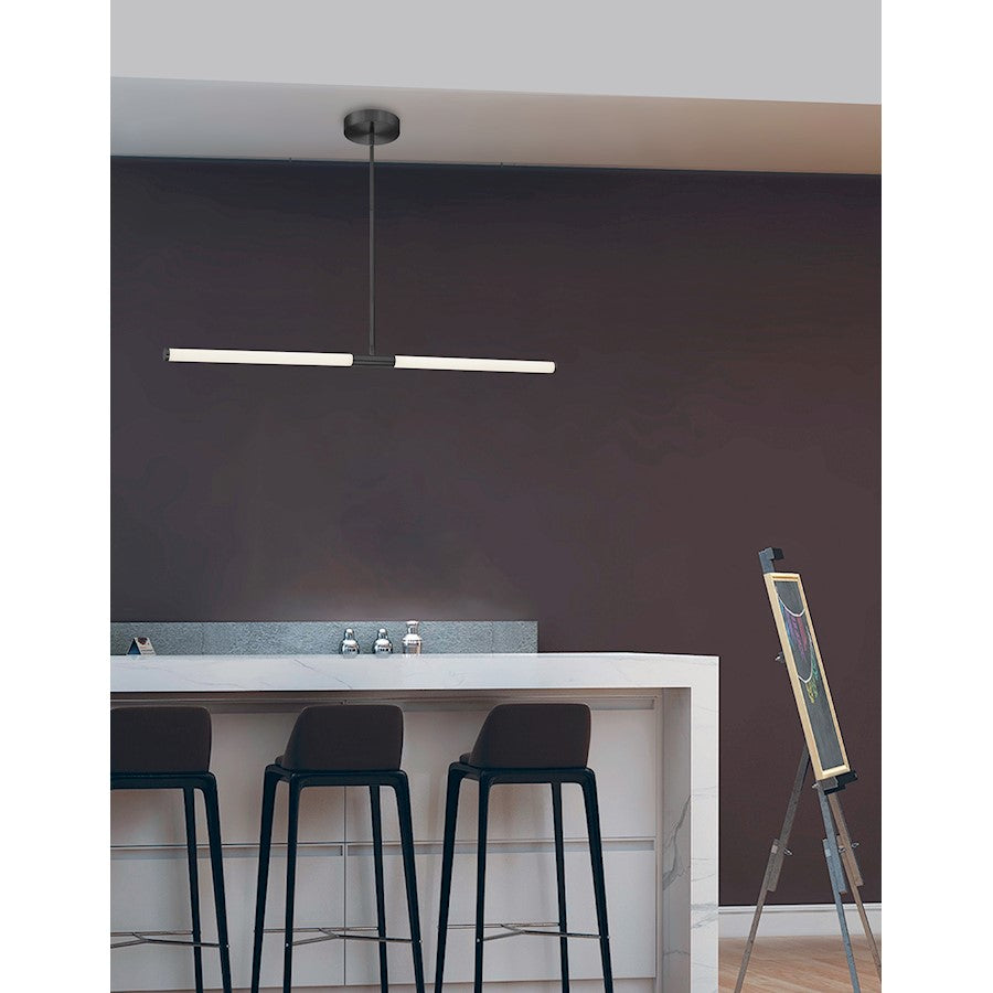 Dainolite Corvette 36in 1-Light Linear Pendant | Modern Matte Black and White Acrylic | Kitchen Island & Foyer | 1500lm | Model CVT-3620LEDHP-MB