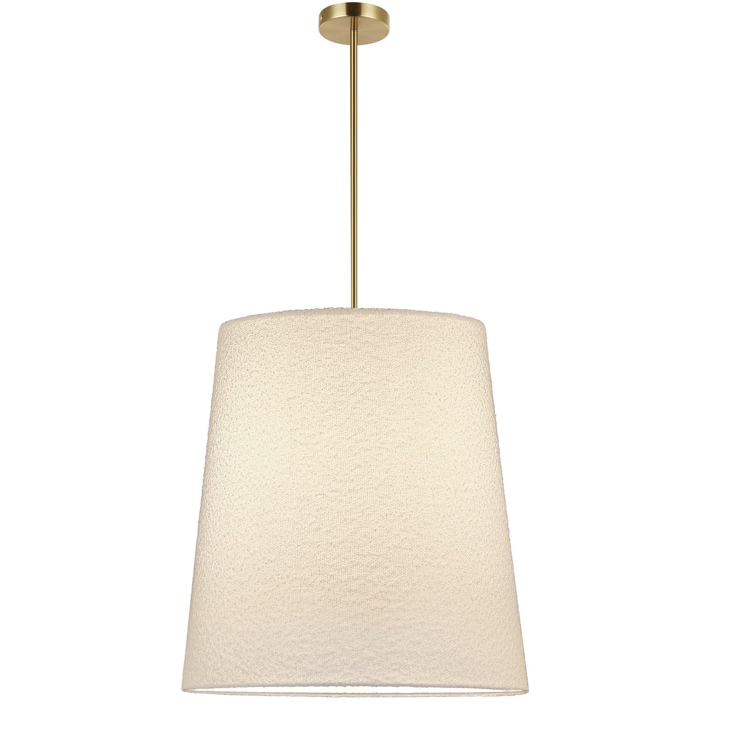 Dainolite Dalia 20in 1-Light Pendant | Modern Aged Brass and White Boucle Fabric | Dining Room & Living Room | 20 x 20 x 20 in | Model DAL-201P-AGB