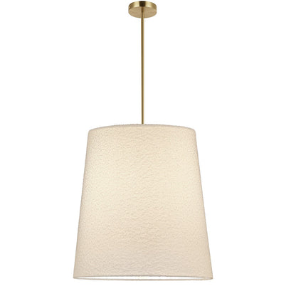 Dainolite Dalia 20in 1-Light Pendant | Modern Aged Brass and White Boucle Fabric | Dining Room & Living Room | 20 x 20 x 20 in | Model DAL-201P-AGB