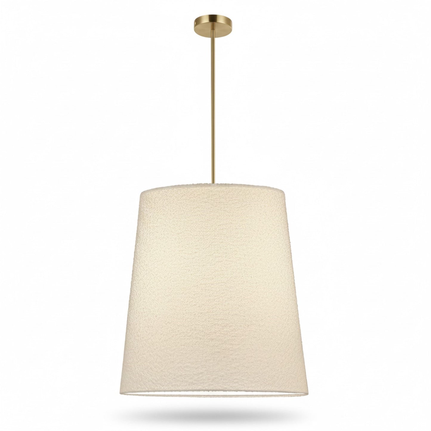Dainolite Dalia 20in 1-Light Pendant | Modern Aged Brass and White Boucle Fabric | Dining Room & Living Room | 20 x 20 x 20 in | Model DAL-201P-AGB