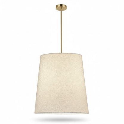 Dainolite Dalia 20in 1-Light Pendant | Modern Aged Brass and White Boucle Fabric | Dining Room & Living Room | 20 x 20 x 20 in | Model DAL-201P-AGB