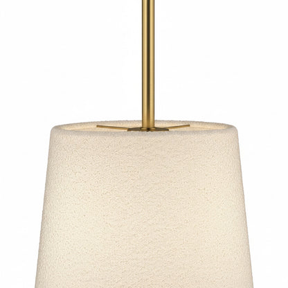 Dainolite Dalia 20in 1-Light Pendant | Modern Aged Brass and White Boucle Fabric | Dining Room & Living Room | 20 x 20 x 20 in | Model DAL-201P-AGB