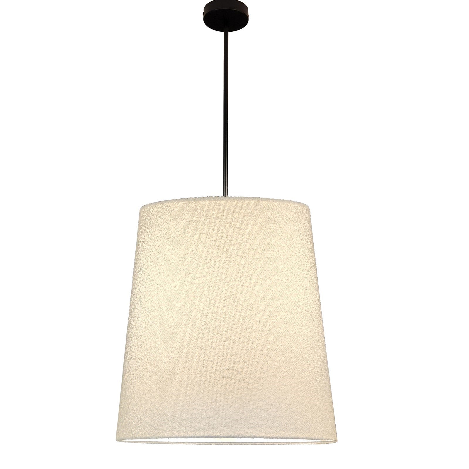 Dainolite Dalia 20in 1-Light Pendant | Modern Matte Black and White Boucle Fabric | Dining Room & Living Room | 20 x 20 x 20 in | Model DAL-201P-MB