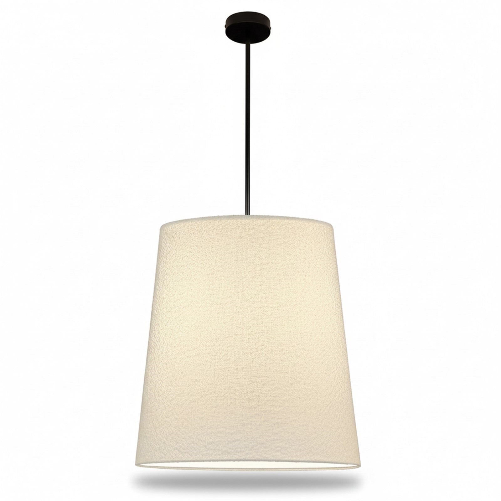 Dainolite Dalia 20in 1-Light Pendant | Modern Matte Black and White Boucle Fabric | Dining Room & Living Room | 20 x 20 x 20 in | Model DAL-201P-MB
