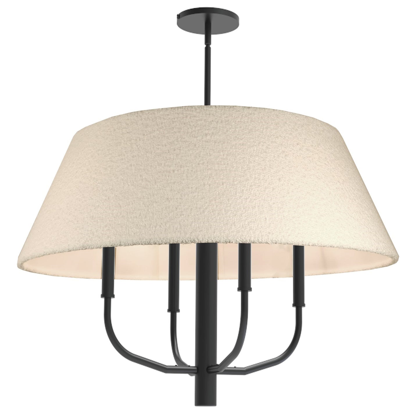 Dainolite Dalia 24in 4-Light Chandelier | Transitional Matte Black and White Boucle Fabric | Dining Room & Entryway | 24 x 24 x 18 in | Model DAL-244C-MB