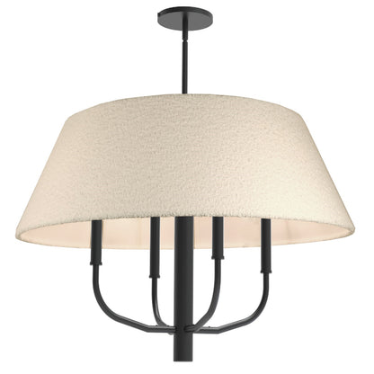 Dainolite Dalia 24in 4-Light Chandelier | Transitional Matte Black and White Boucle Fabric | Dining Room & Entryway | 24 x 24 x 18 in | Model DAL-244C-MB