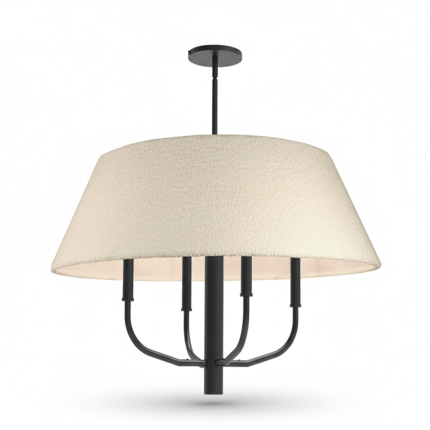 Dainolite Dalia 24in 4-Light Chandelier | Transitional Matte Black and White Boucle Fabric | Dining Room & Entryway | 24 x 24 x 18 in | Model DAL-244C-MB