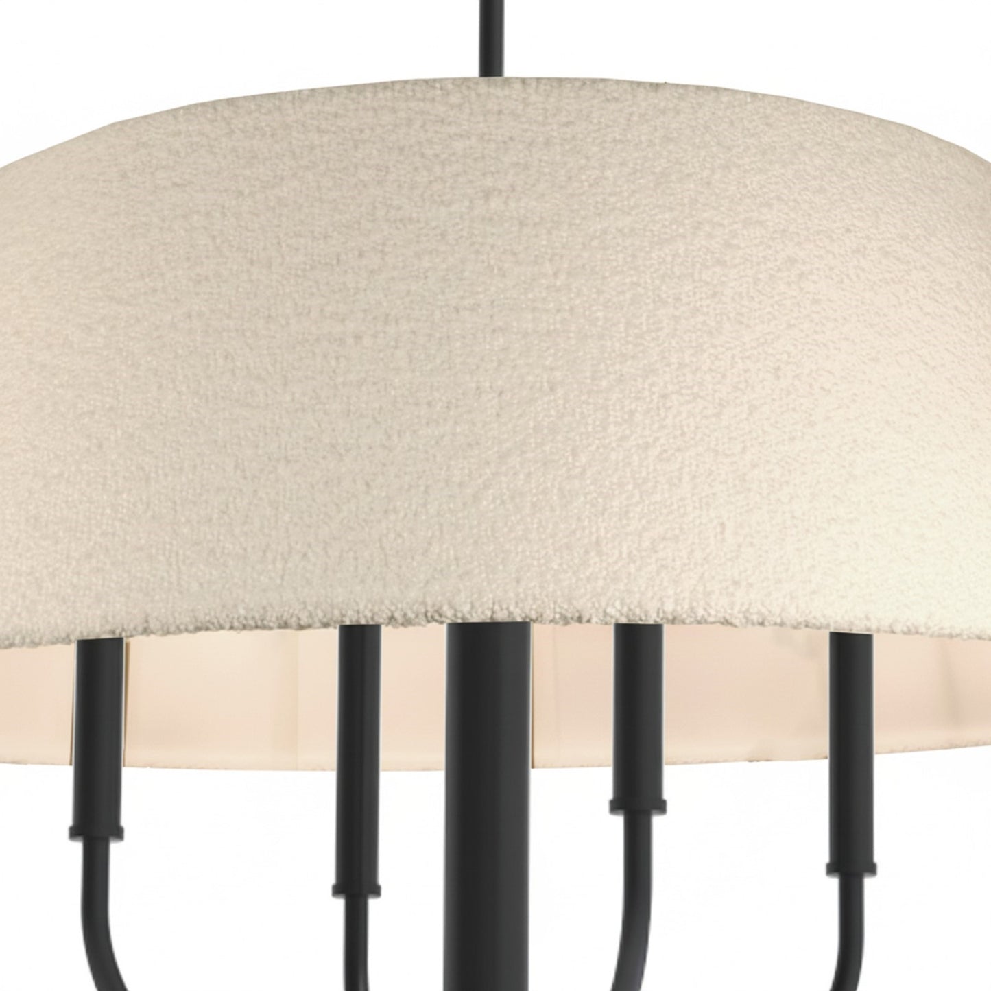 Dainolite Dalia 24in 4-Light Chandelier | Transitional Matte Black and White Boucle Fabric | Dining Room & Entryway | 24 x 24 x 18 in | Model DAL-244C-MB