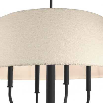 Dainolite Dalia 24in 4-Light Chandelier | Transitional Matte Black and White Boucle Fabric | Dining Room & Entryway | 24 x 24 x 18 in | Model DAL-244C-MB