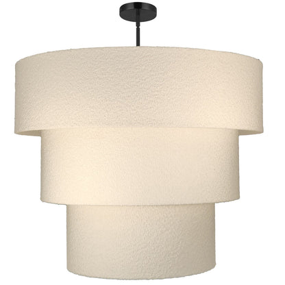 Dainolite Dalia 30in 9-Light Tiered Pendant | Transitional Matte Black and White Boucle Fabric | Dining Room & Kitchen Island | 30 x | Model DAL-309P-MB