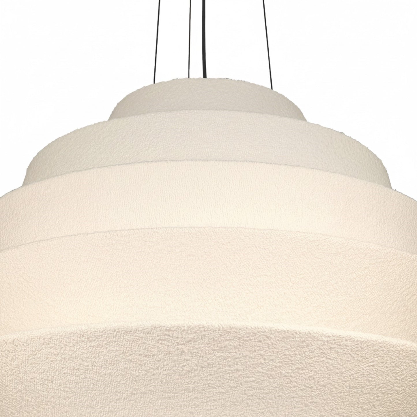 Dainolite Dalia 32in 9-Light Pendant | Transitional Aged Brass and White Boucle Fabric | Dining Room & Entryway | 32 x 32 x 24.5 in | Model DAL-3224P-AGB