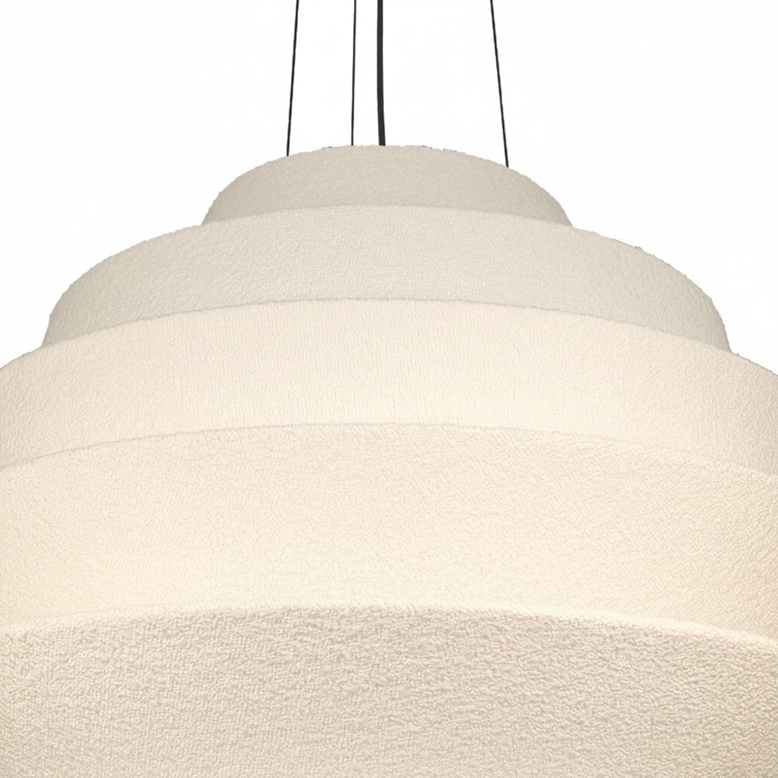 Dainolite Dalia 32in 9-Light Pendant | Transitional Aged Brass and White Boucle Fabric | Dining Room & Entryway | 32 x 32 x 24.5 in | Model DAL-3224P-AGB