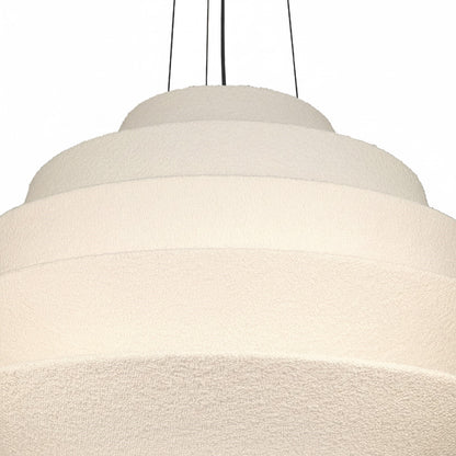 Dainolite Dalia 32in 9-Light Pendant | Transitional Aged Brass and White Boucle Fabric | Dining Room & Entryway | 32 x 32 x 24.5 in | Model DAL-3224P-AGB