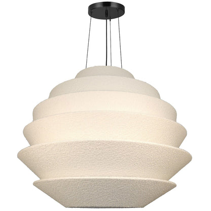 Dainolite Dalia 32in 9-Light Pendant | Transitional Matte Black and White Boucle Fabric | Dining Room & Entryway | 32 x 32 x 24.5 in | Model DAL-3224P-MB