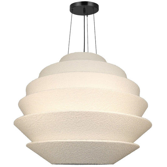 Dainolite Dalia 32in 9-Light Pendant | Transitional Matte Black and White Boucle Fabric | Dining Room & Entryway | 32 x 32 x 24.5 in | Model DAL-3224P-MB