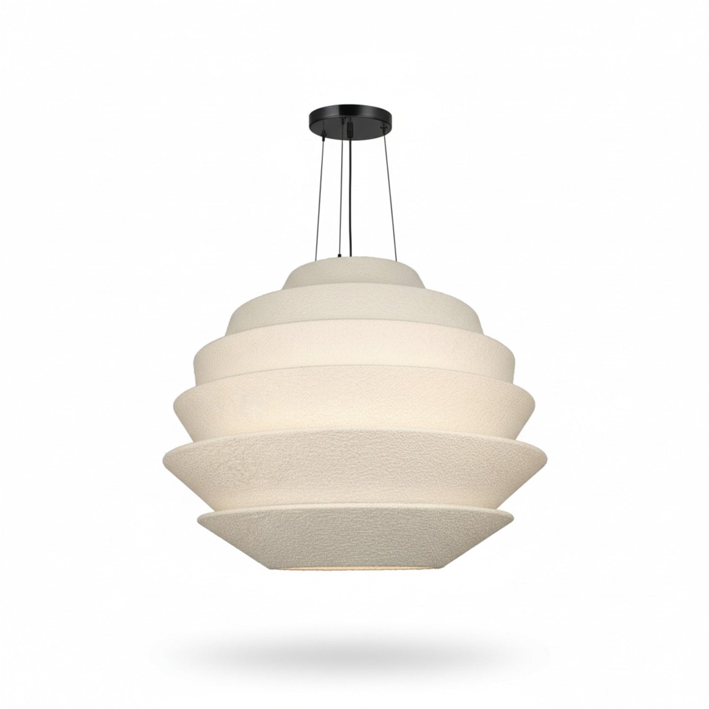 Dainolite Dalia 32in 9-Light Pendant | Transitional Matte Black and White Boucle Fabric | Dining Room & Entryway | 32 x 32 x 24.5 in | Model DAL-3224P-MB