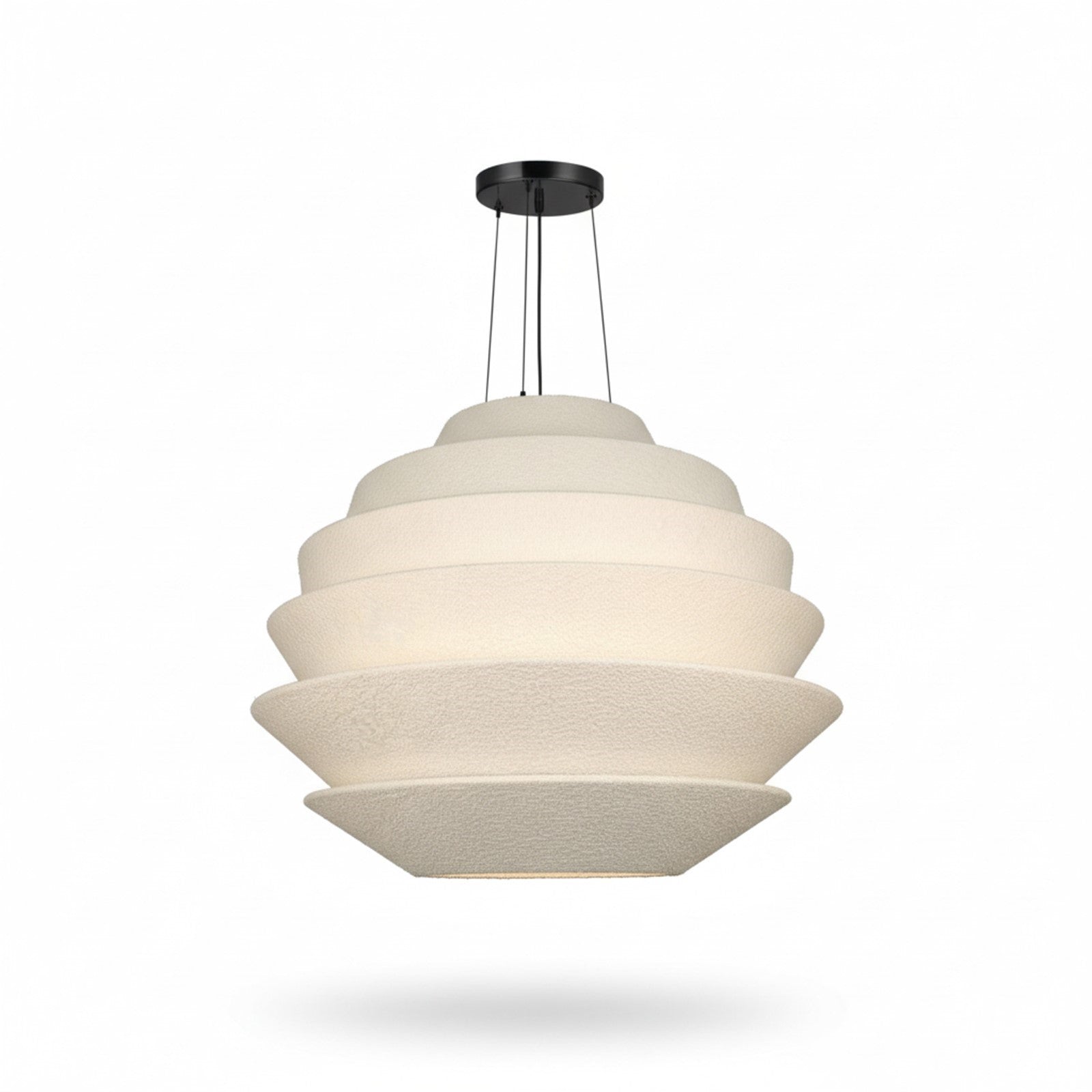 Dainolite Dalia 32in 9-Light Pendant | Transitional Matte Black and White Boucle Fabric | Dining Room & Entryway | 32 x 32 x 24.5 in | Model DAL-3224P-MB