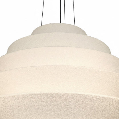 Dainolite Dalia 32in 9-Light Pendant | Transitional Matte Black and White Boucle Fabric | Dining Room & Entryway | 32 x 32 x 24.5 in | Model DAL-3224P-MB
