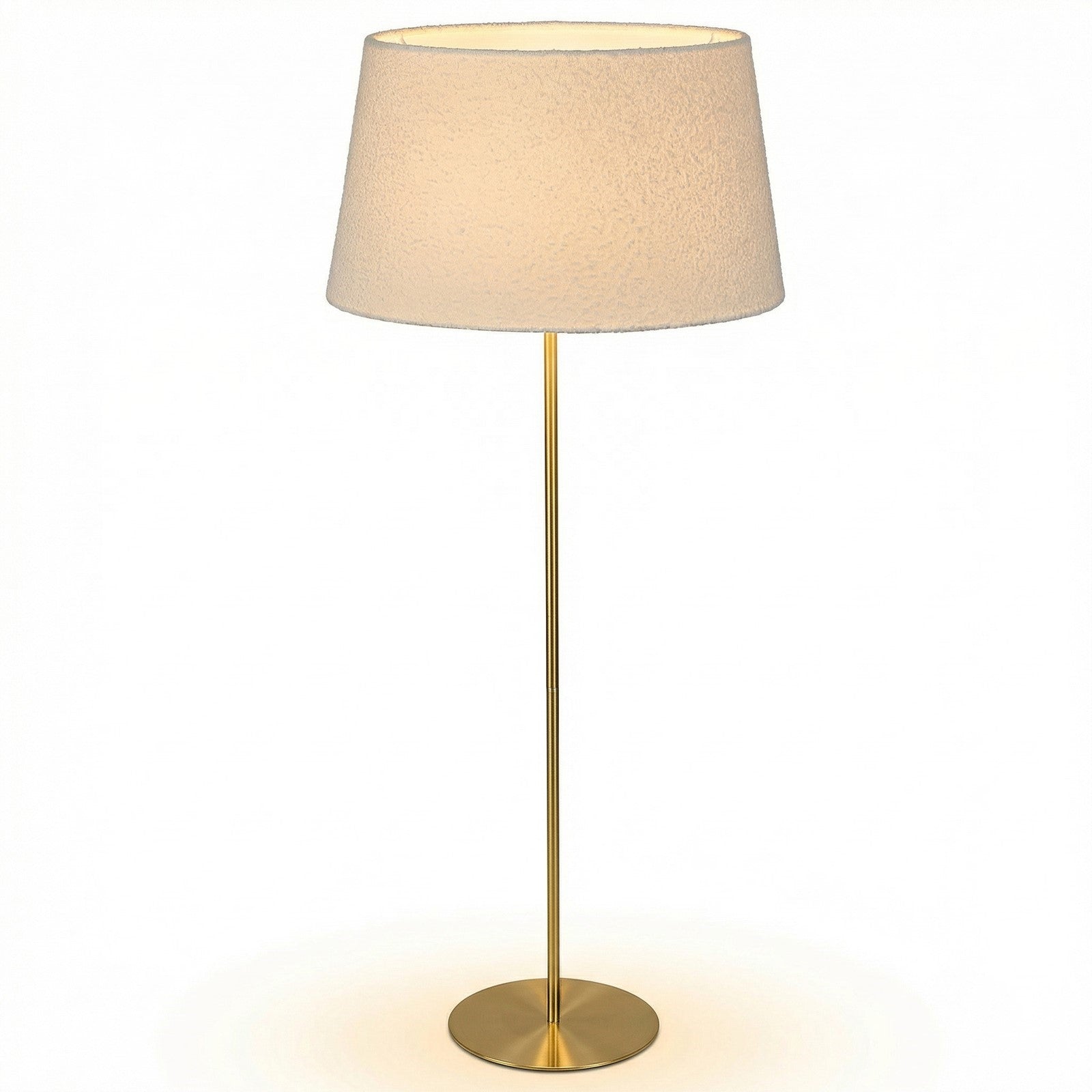 Dainolite Dalia 26in 1-Light Floor Lamp | Transitional Aged Brass and White Boucle Fabric | Living Room & Bedroom Reading Lamp | 26 x | Model DAL-611F-AGB