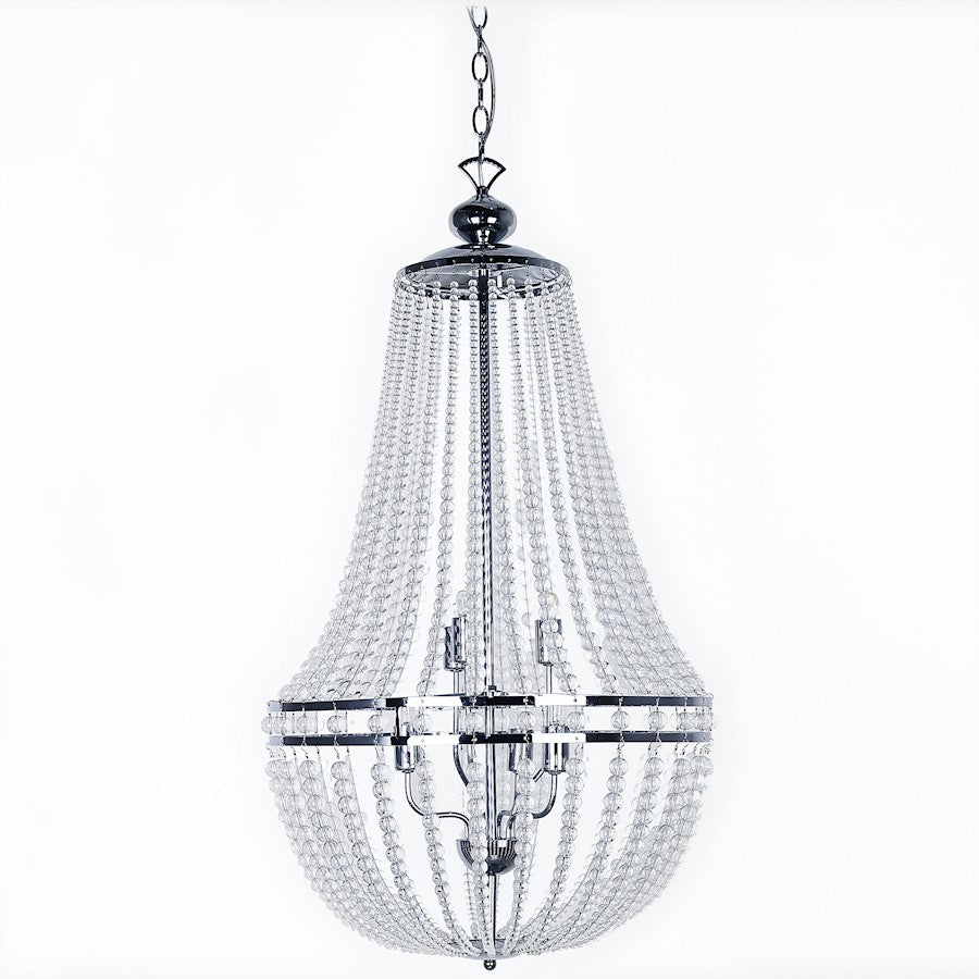 Dainolite Dawson 20in 6-Light Chandelier | Transitional Polished Chrome and Clear Acrylic | Dining Room & Living Room | Model DAW-386C-PC-CLR