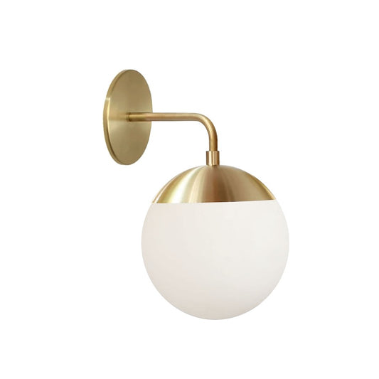 Dainolite Dayana 11in 1-Light Wall Sconce | Transitional Aged Brass and White Glass | Bathroom & Hallway Accent | 7 x 10 x 12 in | Model DAY-141W-AGB