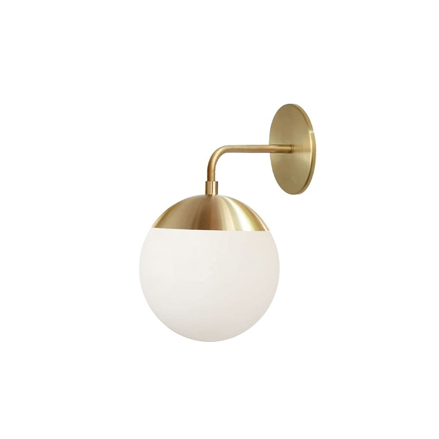 Dainolite Dayana 11in 1-Light Wall Sconce | Transitional Aged Brass and White Glass | Bathroom & Hallway Accent | 7 x 10 x 12 in | Model DAY-141W-AGB