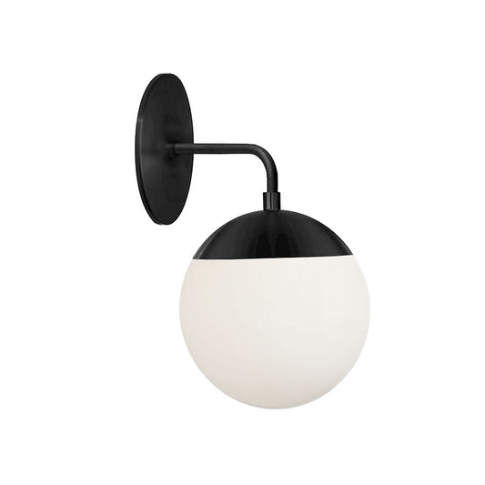 Dainolite Dayana 11in 1-Light Wall Sconce | Transitional Matte Black and White Glass | Bathroom & Hallway Accent | 7 x 10 x 12 in | Model DAY-141W-MB