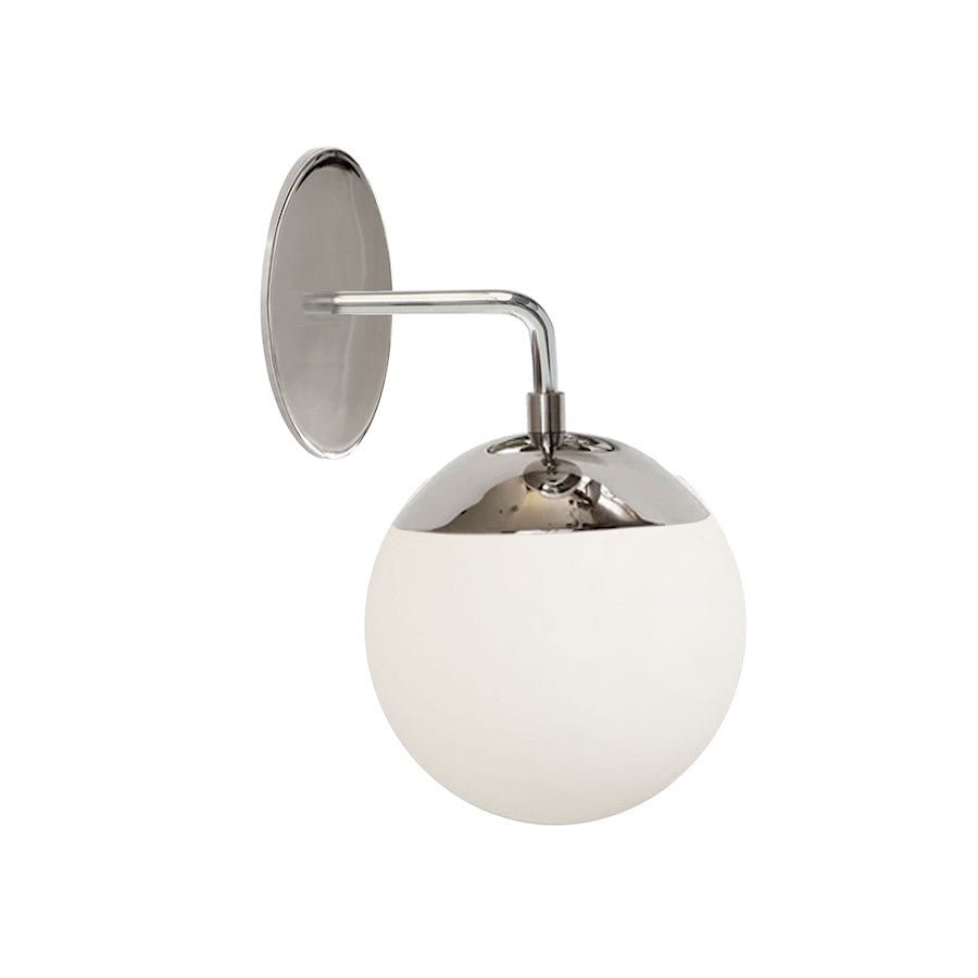 Dainolite Dayana 11in 1-Light Wall Sconce | Transitional Polished Chrome and White Glass | Bathroom & Hallway Accent | Model DAY-141W-PC
