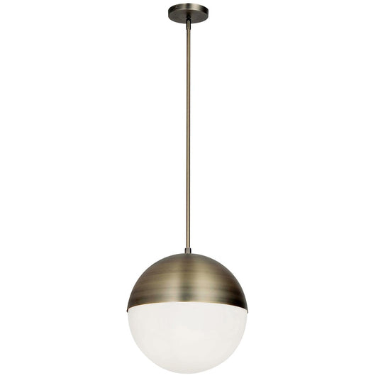 Dainolite Dayana 14in 3-Light Pendant | Antique Brass and White Glass | Kitchen Island & Dining Room | 14 x 14 x 14 in | Model DAY-143P-AB